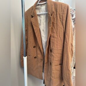 H&M Camel Textured Linen Blazer